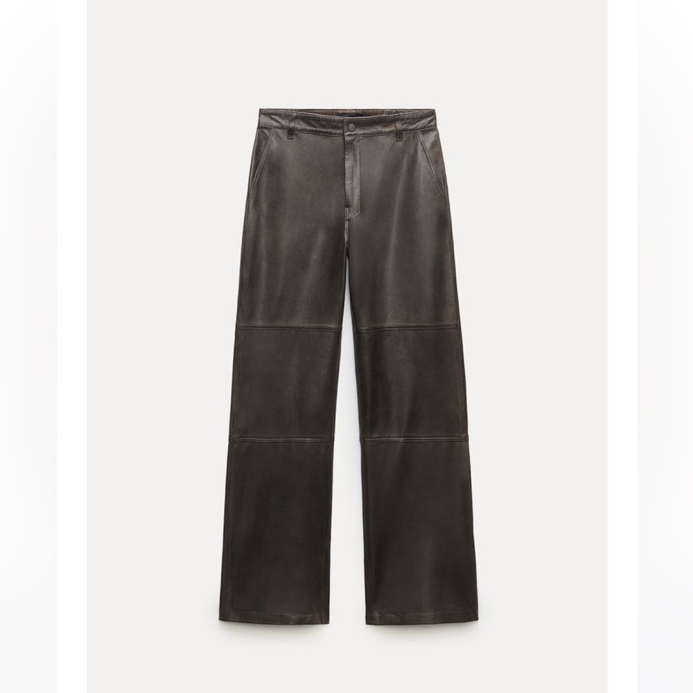 Brown leather pants.